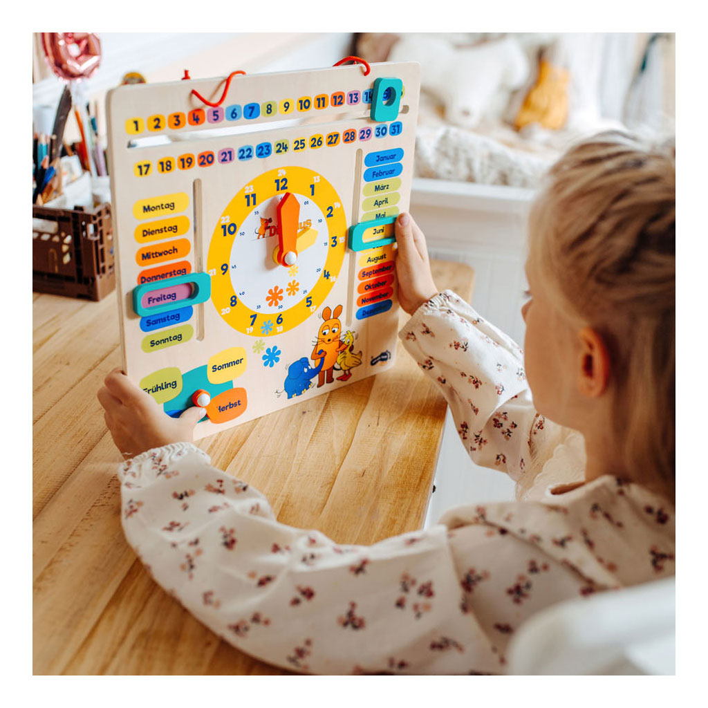 Small foot - Wooden learning board telling time mouse - German language