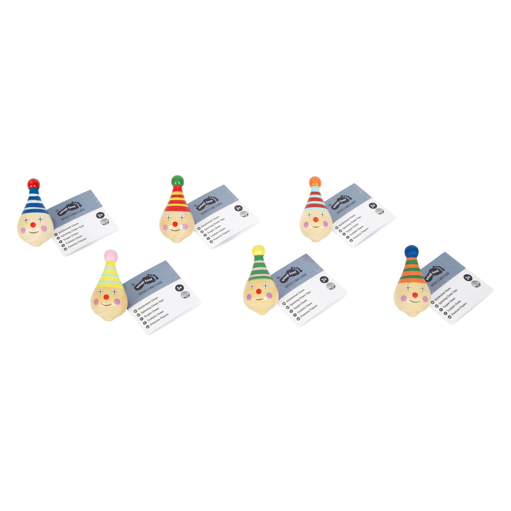Small foot - wooden spinning top clown - 6 pcs.