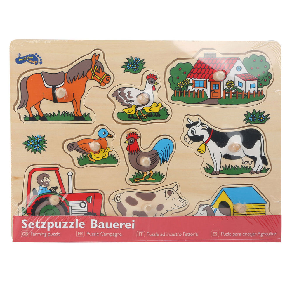 Small foot - wooden peg puzzle farm, 9 pcs.