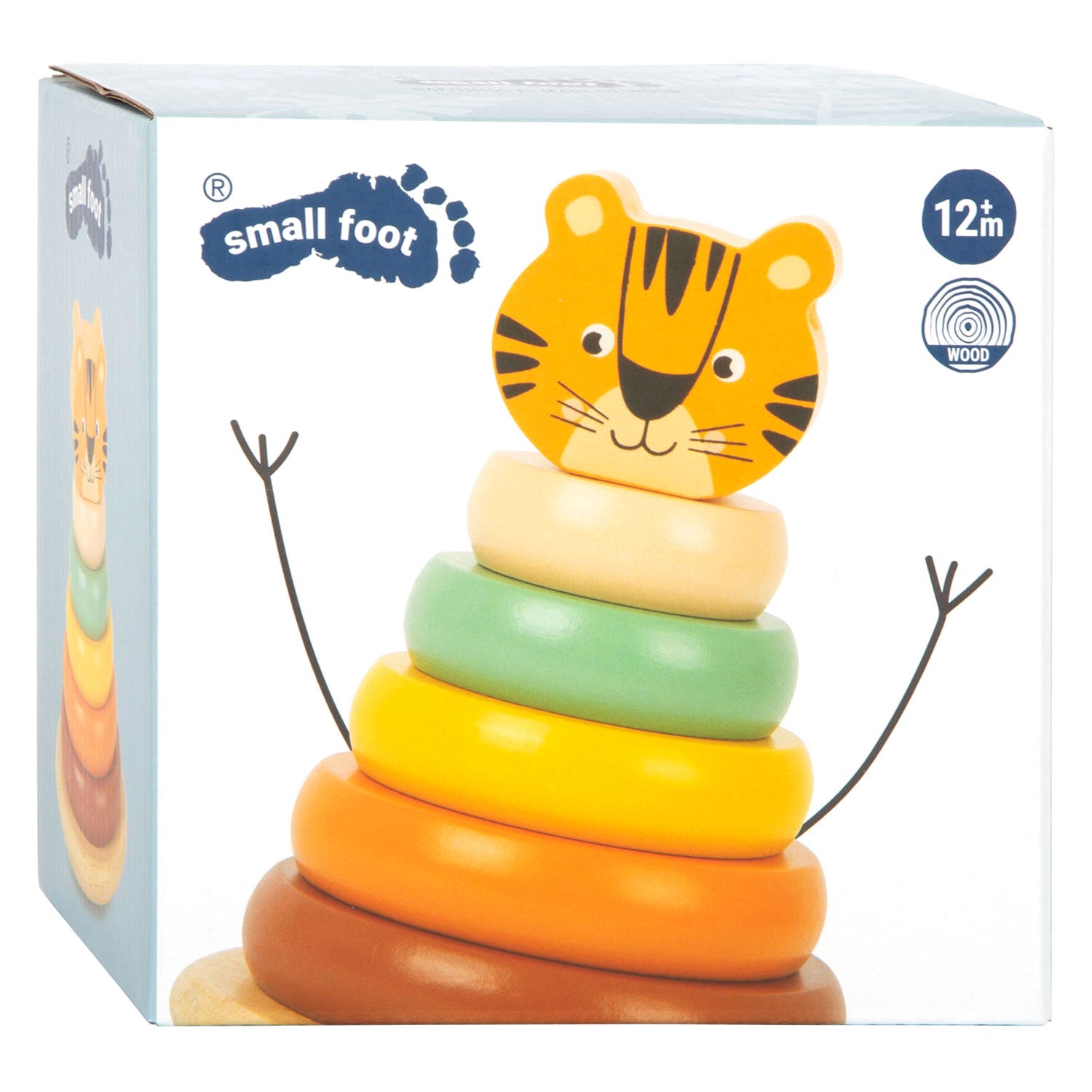 Small foot - houten stapeltoren safari tijger, 7dlg.