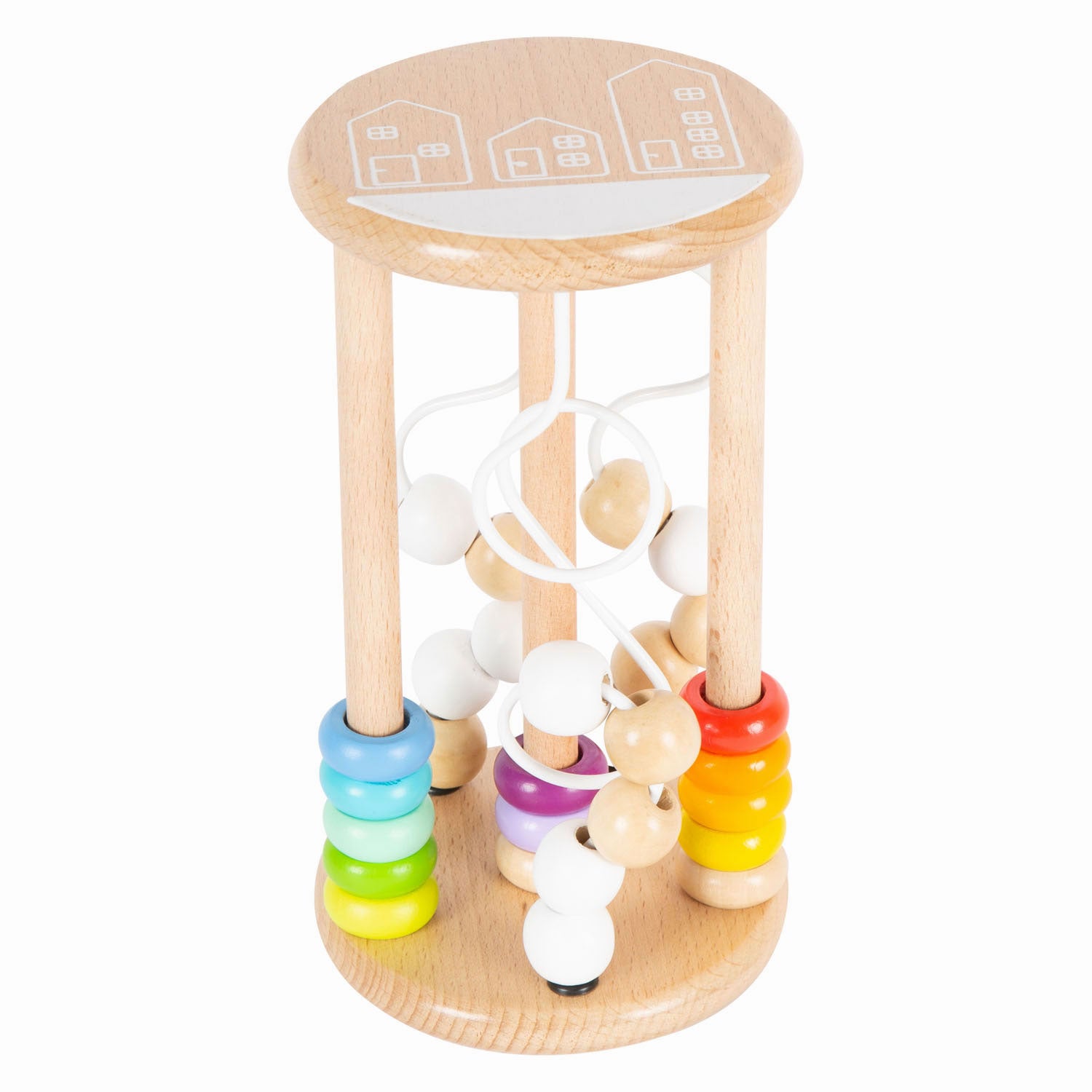 Small foot - wooden rattle motor skills spiral rainbow