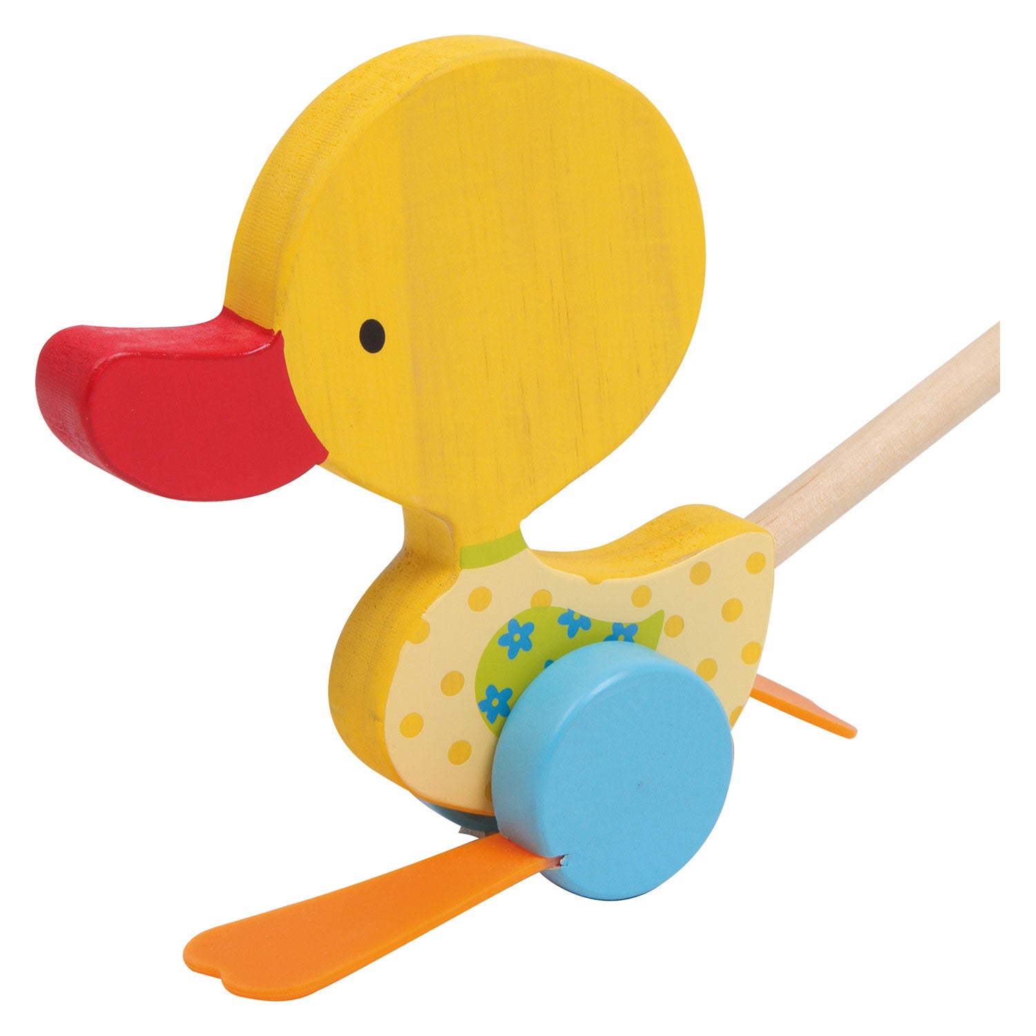 Small foot - houten duwfiguur eend tina met stok