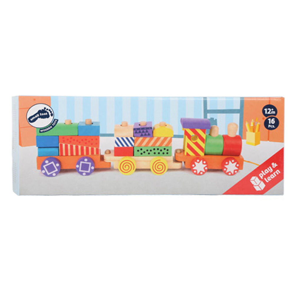 Small foot - wooden stacking block train, 16 pcs.