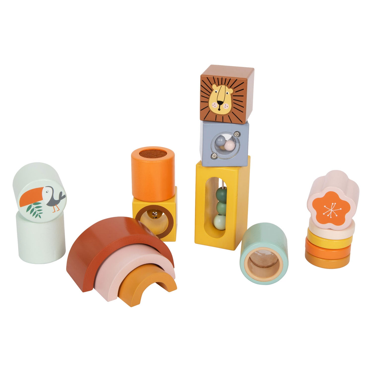 Small foot - wooden discovery blocks safari, 12 pcs.