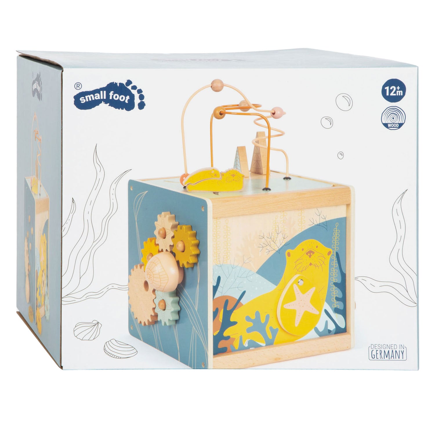 Small foot - Wooden activity cube with motor skills spiral 'Seaside'