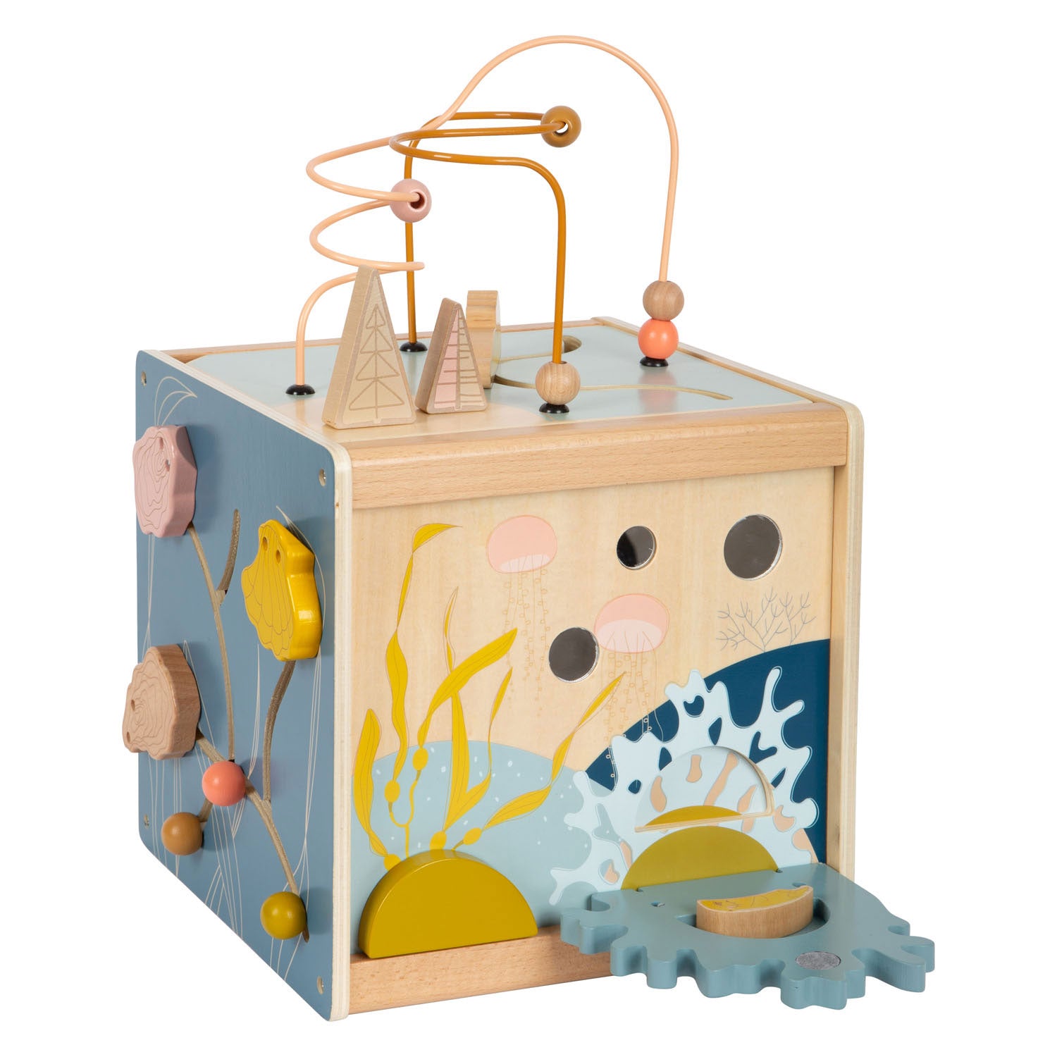 Small foot - Wooden activity cube with motor skills spiral 'Seaside'