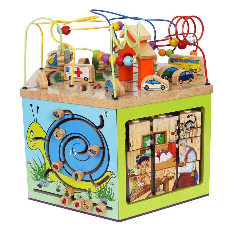 Small Foot Wooden Activity Cube and Motor Skills Spiral Expedition