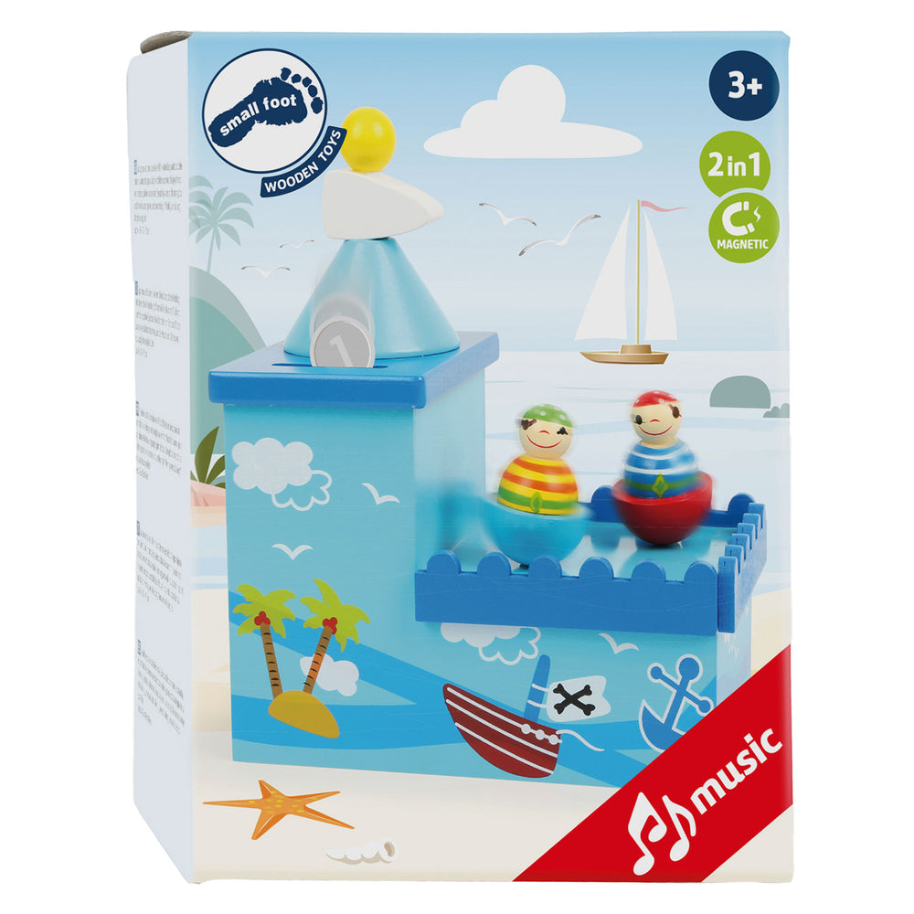 Small foot - wooden music box and money bank pirate
