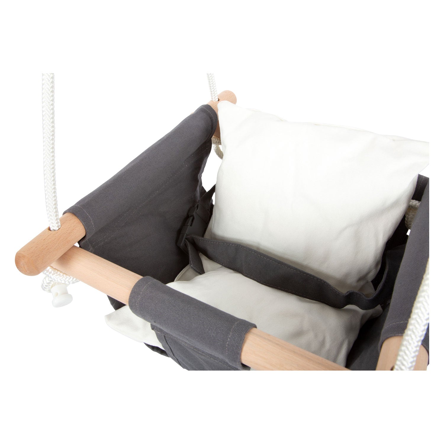 Kleine voet - houten babyschommel met kussen