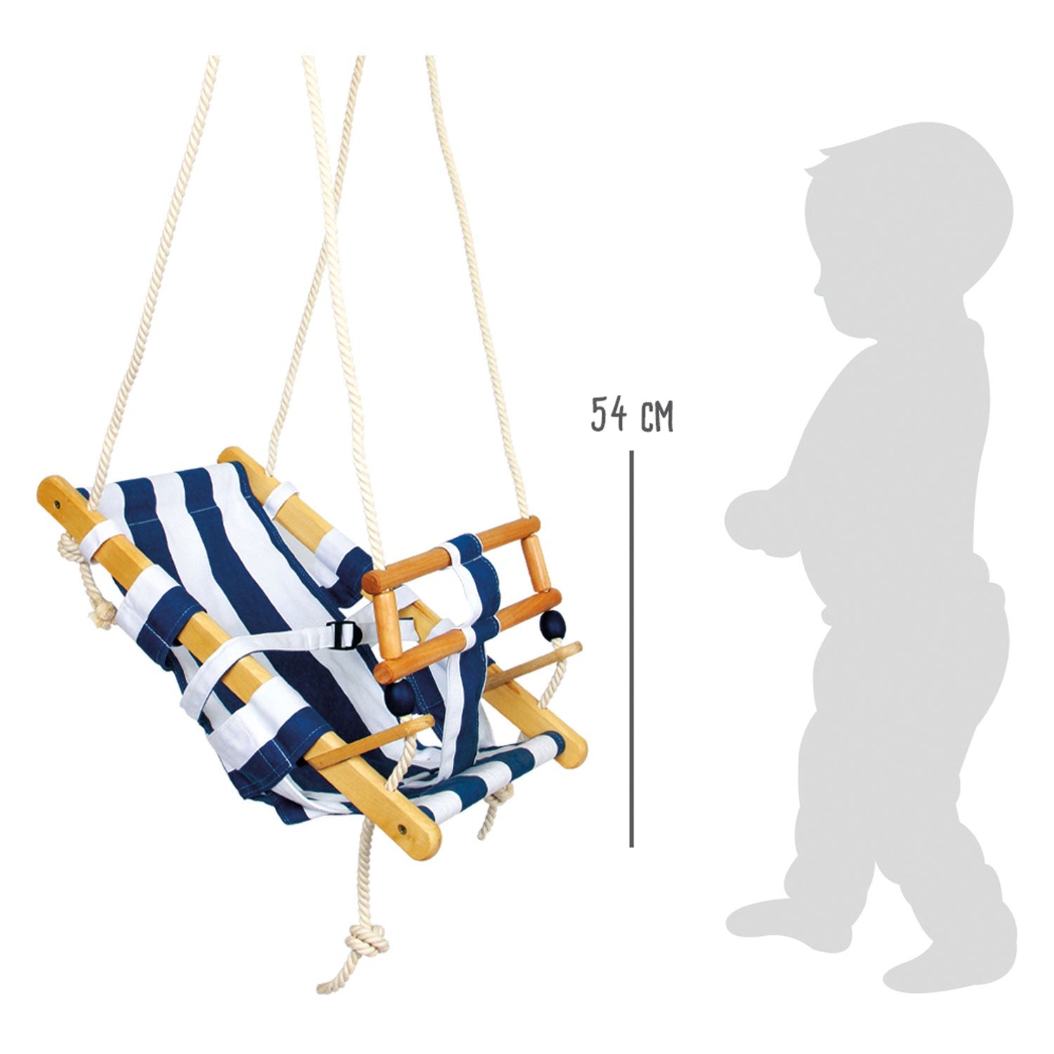 Kleine voet - houten peuterschommel marineblauw, 120cm