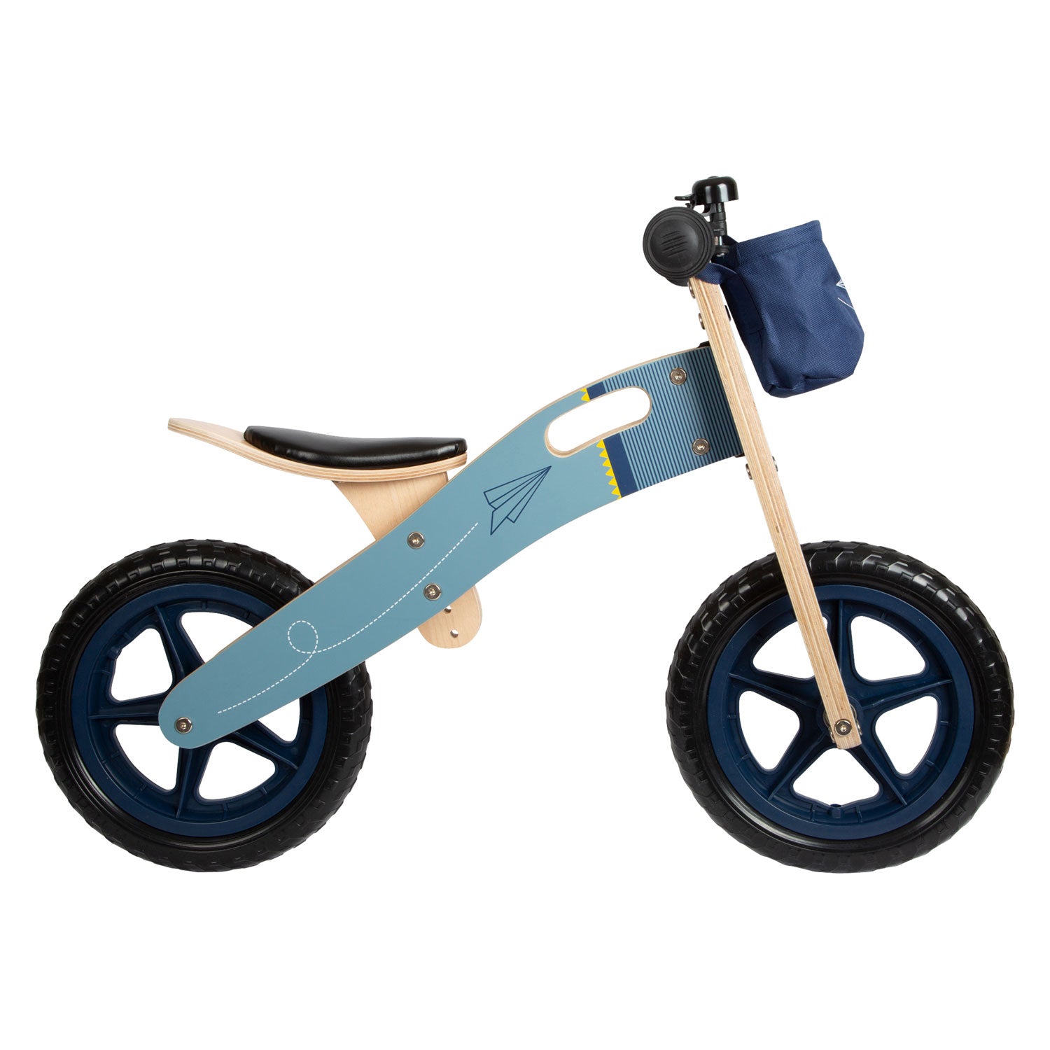 Small foot - wooden balance bike airplane blue