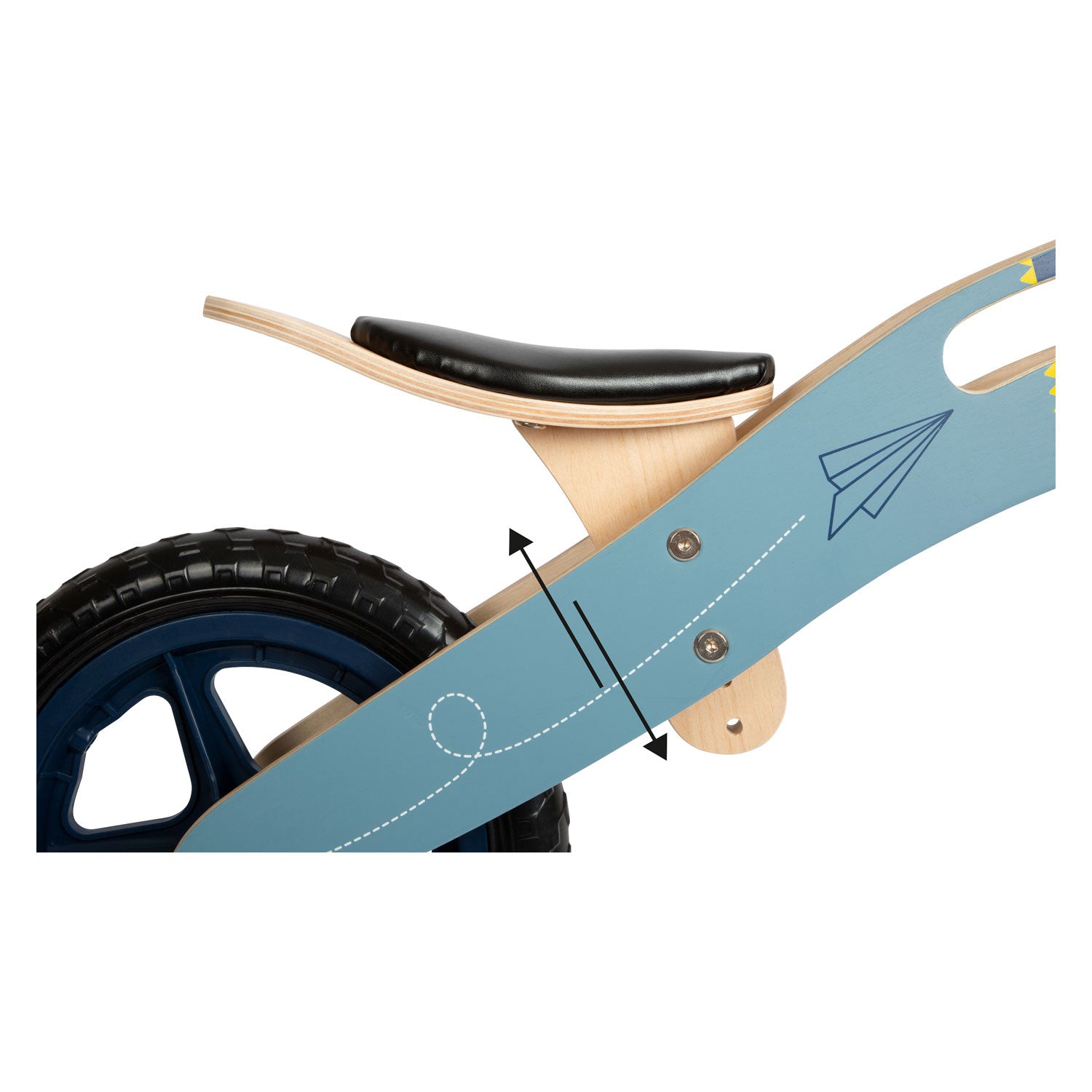 Small foot - wooden balance bike airplane blue