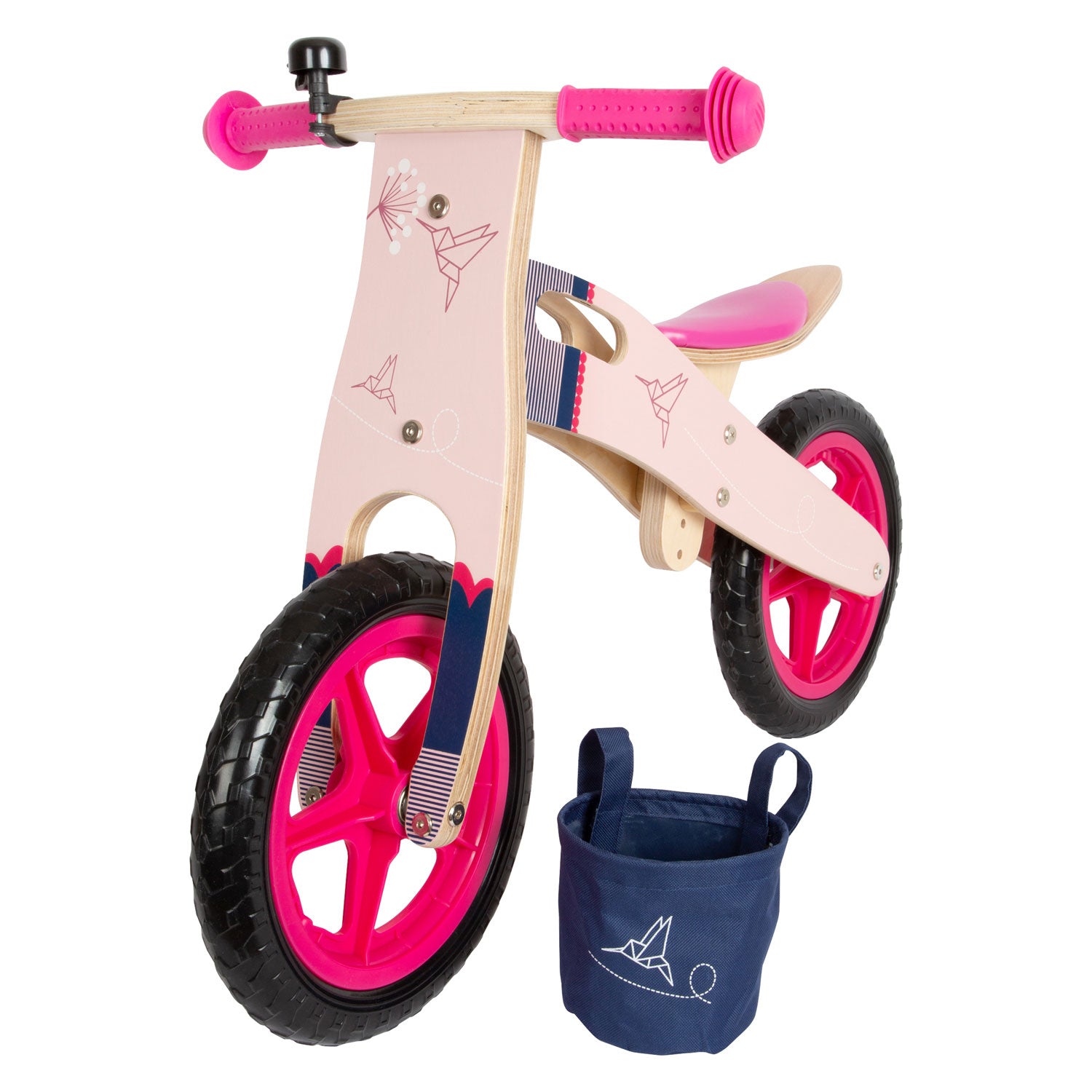 Small foot - Wooden balance bike hummingbird pink