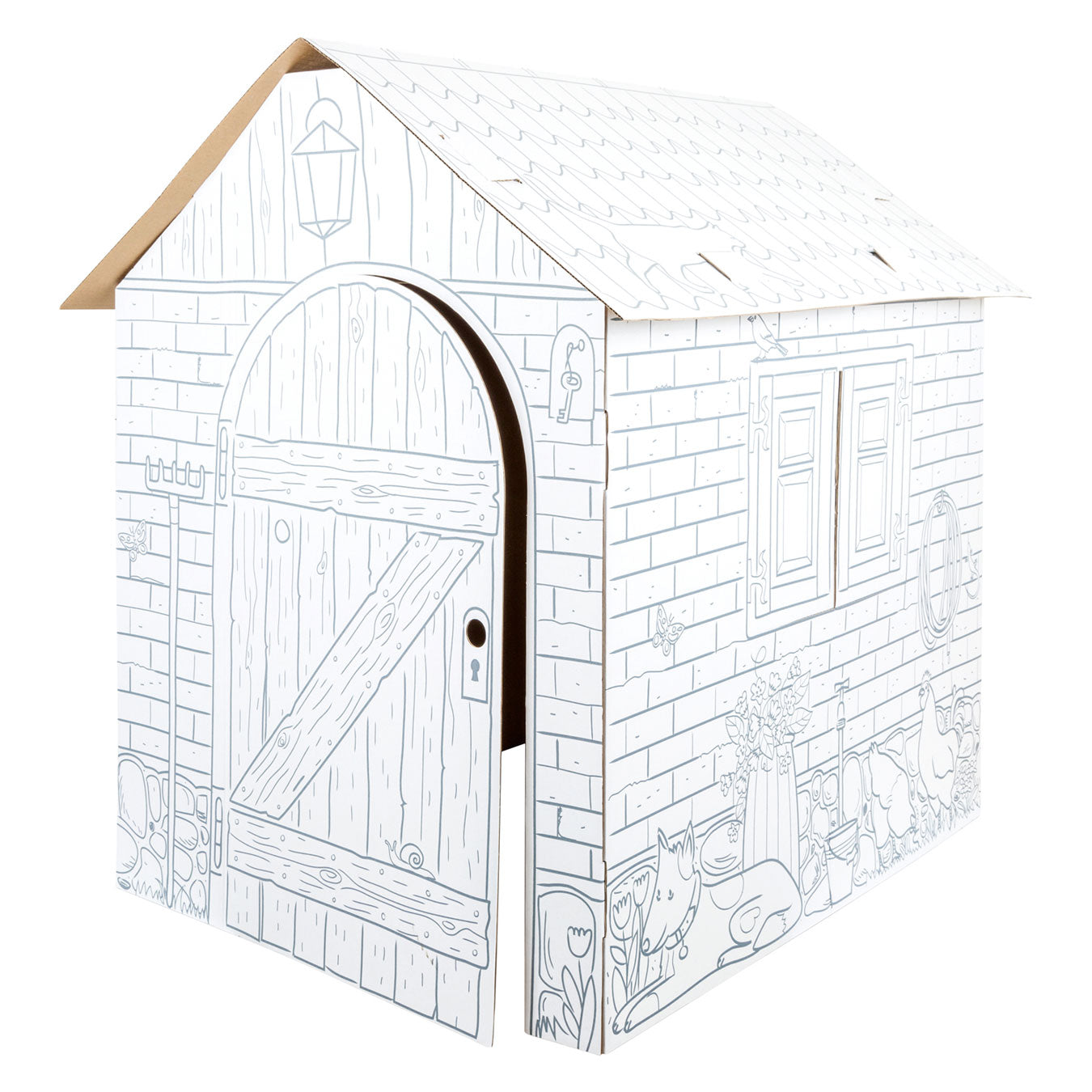 Kleine voet - bewegende speelhuis boerderij, 87x71x88cm