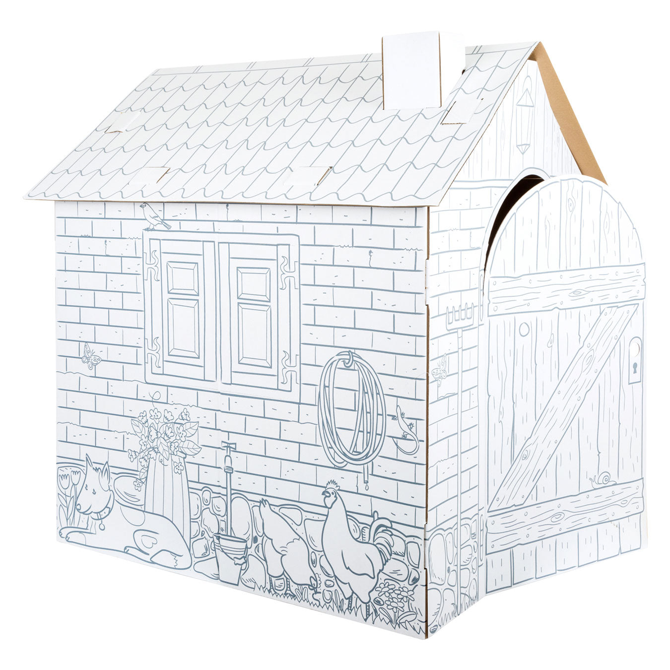 Kleine voet - bewegende speelhuis boerderij, 87x71x88cm