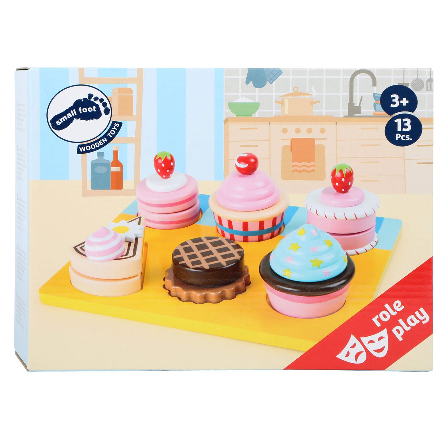 Small Foot Houten Speeleten Cupcakes en Taartset, 13dlg.