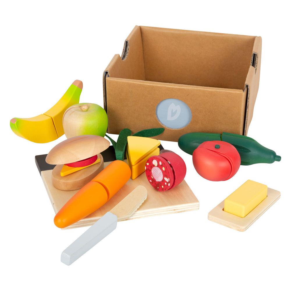 Small foot - wooden cutting and play food lunch set, 24 pieces.