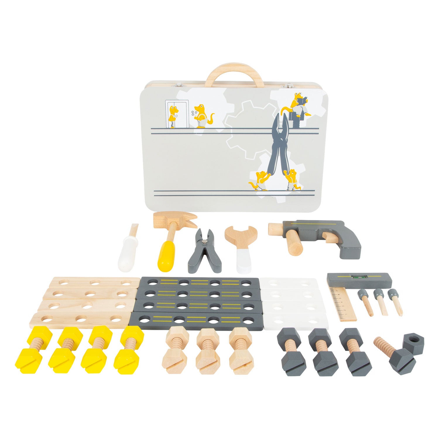 Kleine voet - houten gereedschapskoffer miniwob, 44dlg,