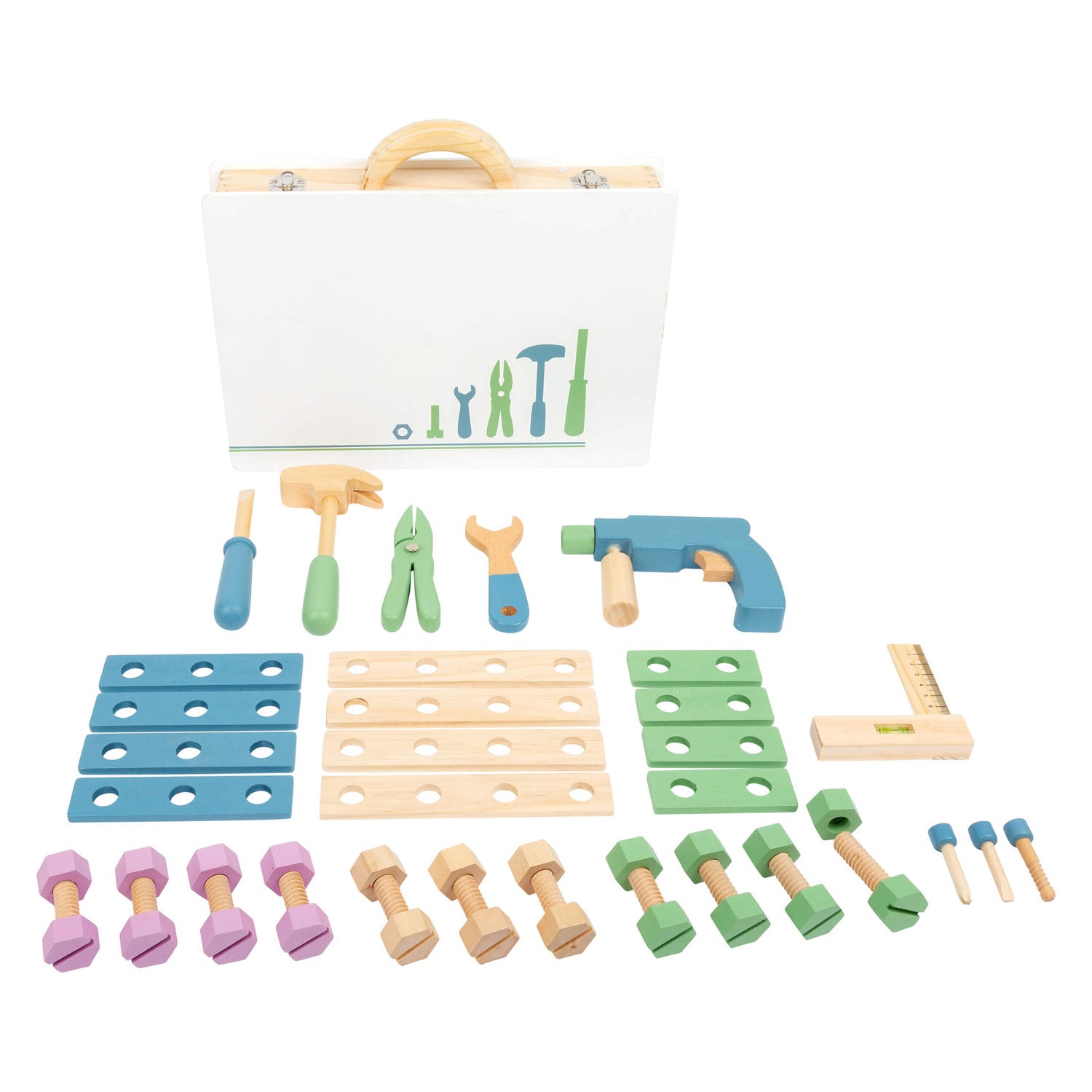 Kleine voet - houten gereedschapskoffer nordic, 43dlg.