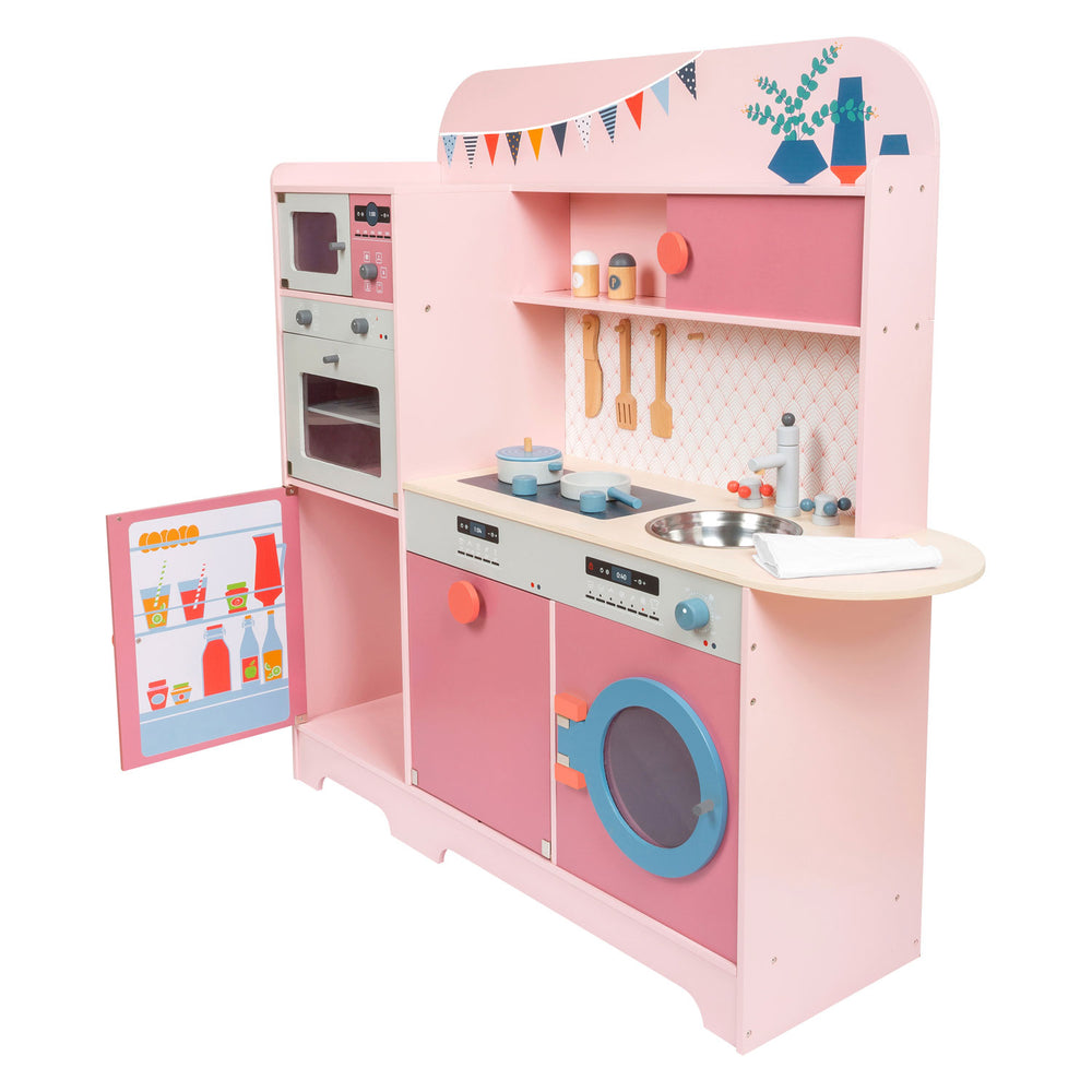 Small Foot Wooden Play Kitchen Pink, 12-piece.
