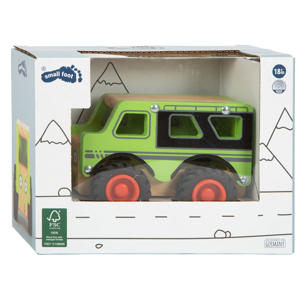 Small foot - wooden off-road jeep green