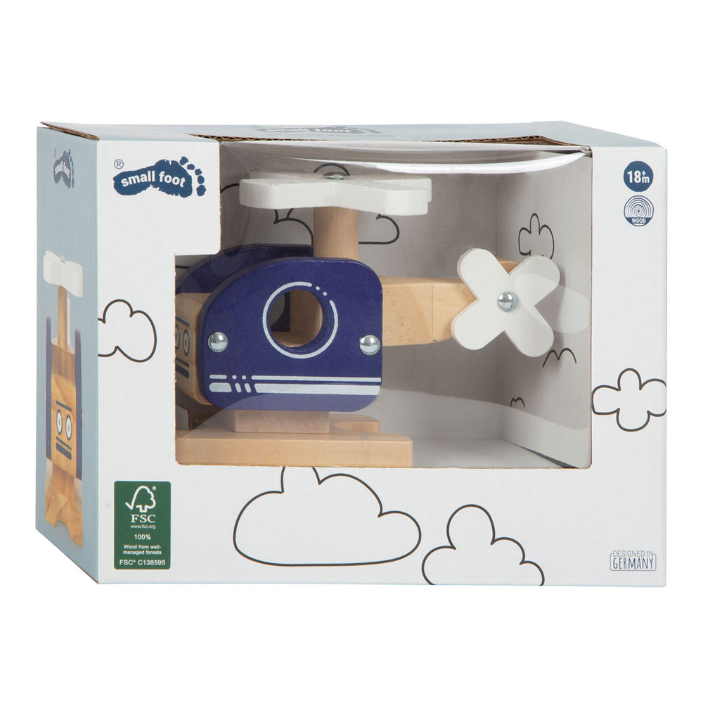 Small foot - wooden helicopter blue