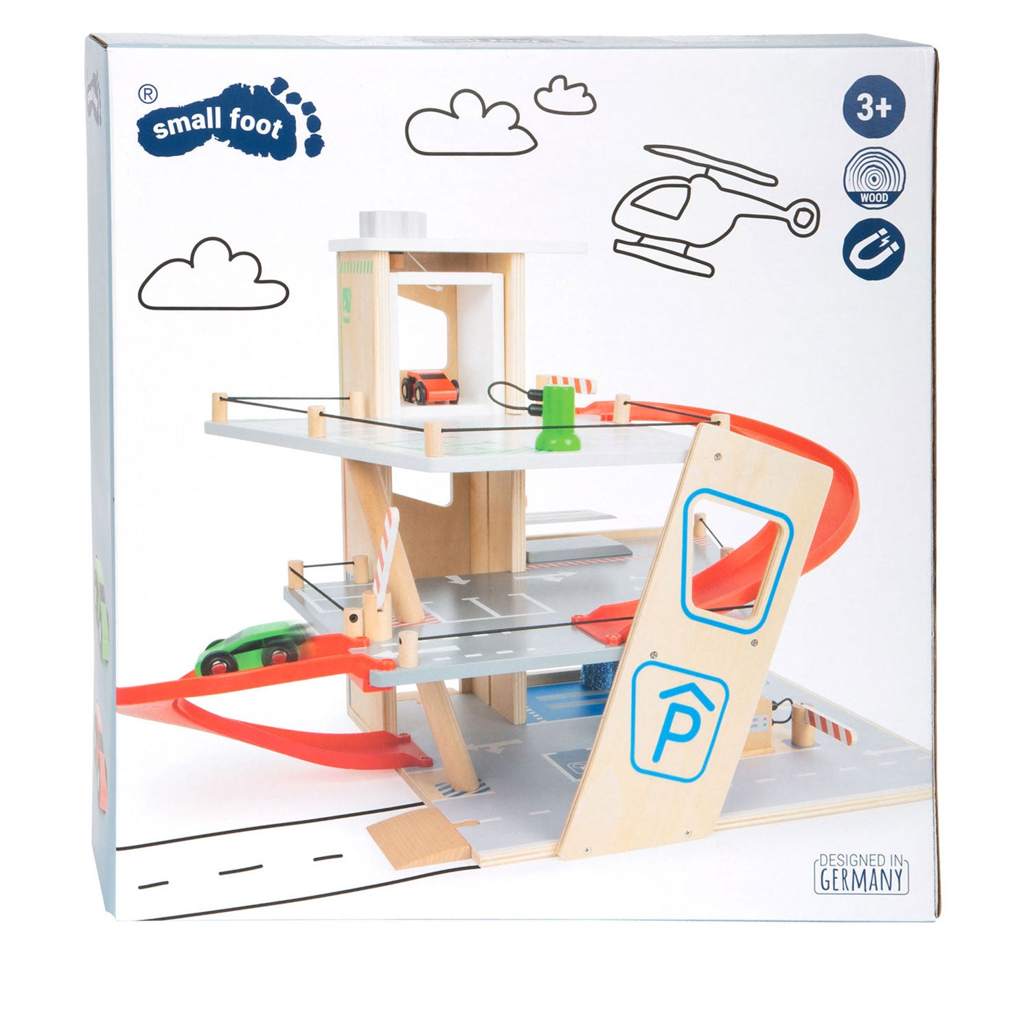 Kleine voet - houten garage met wasstraat