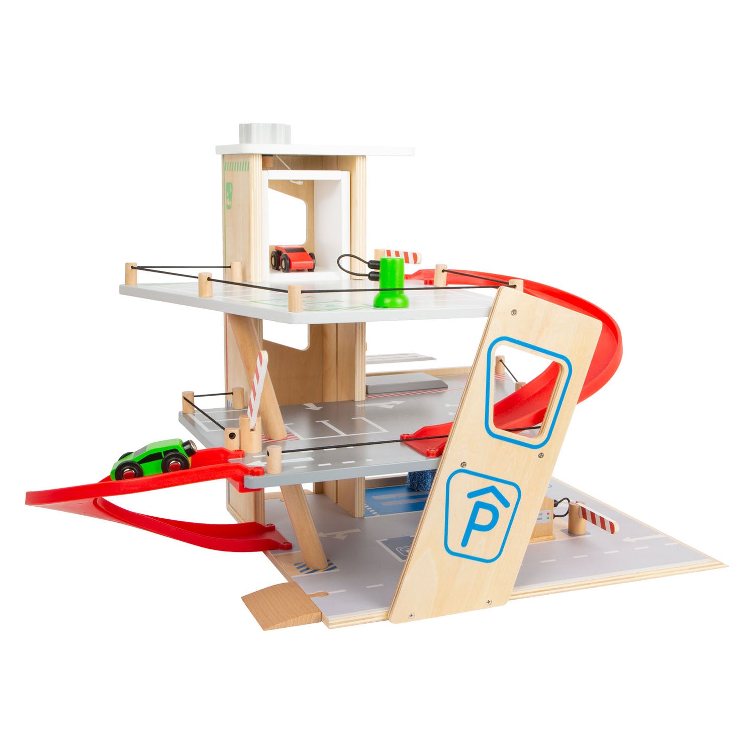 Kleine voet - houten garage met wasstraat