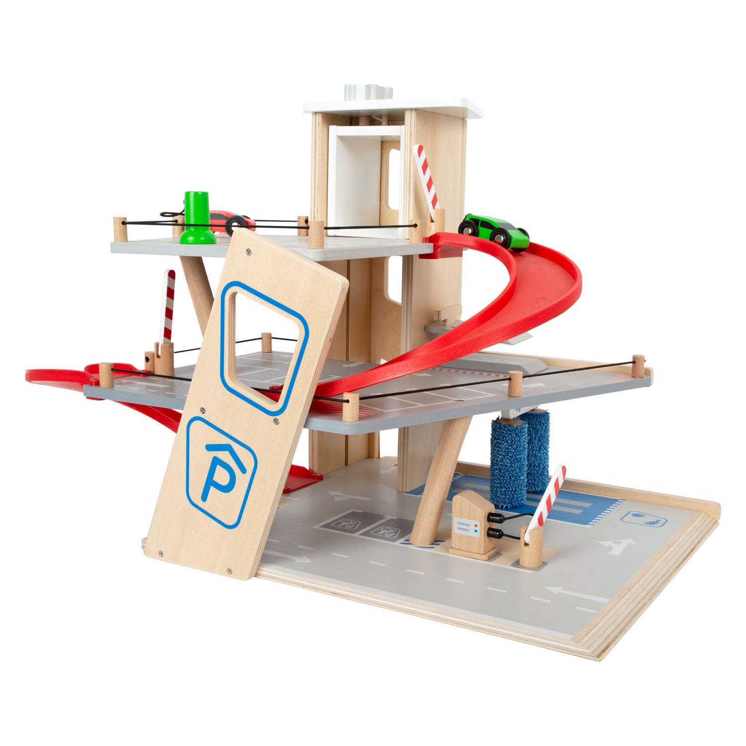 Kleine voet - houten garage met wasstraat