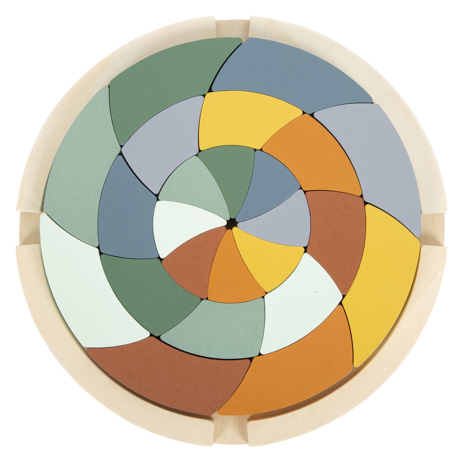 Small foot - houten vormenpuzzel safari rond, 24st.