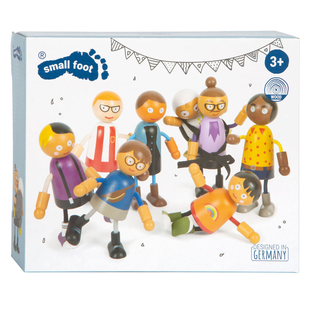 Small Foot - Wooden Bendable Doll Family with Baby, 8 pcs.