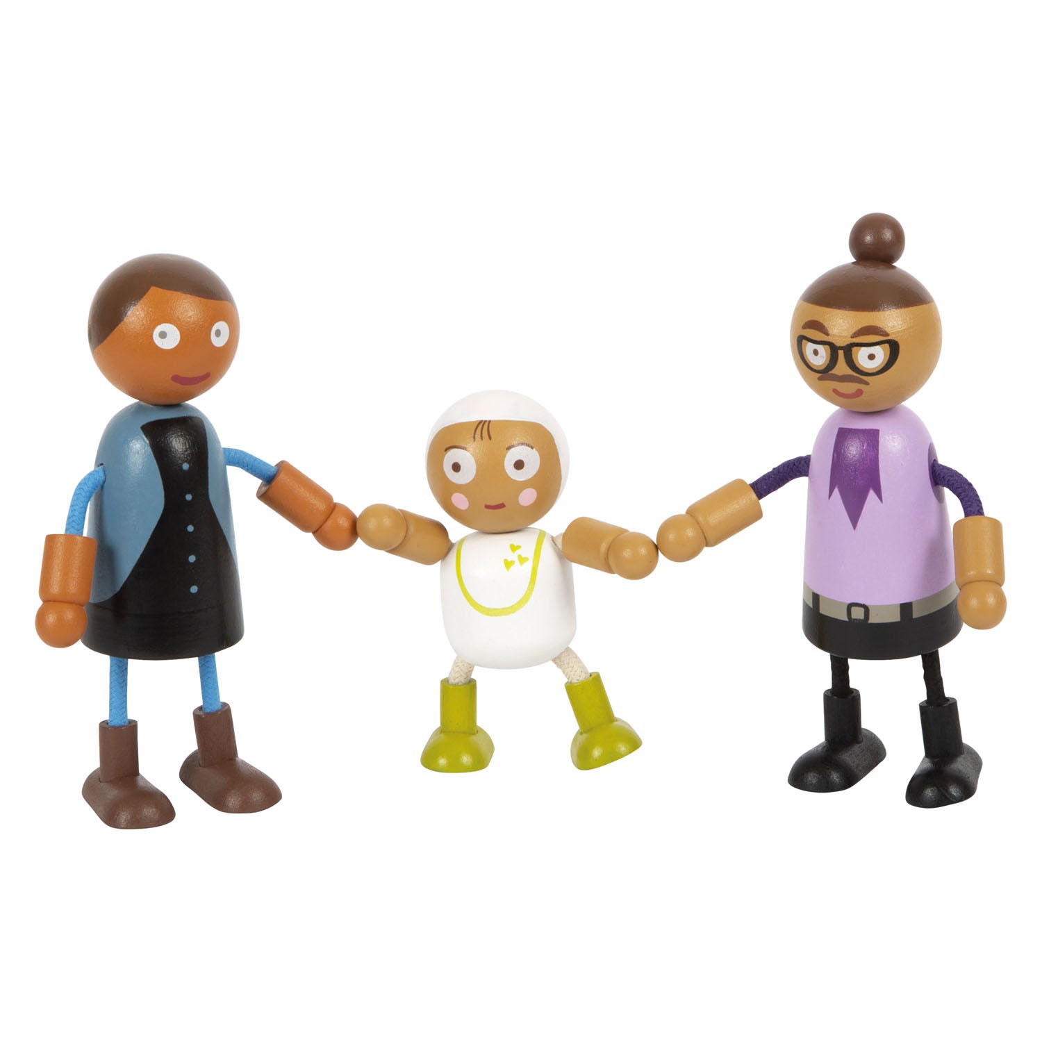 Small foot - houten buigzame poppenfamilie met baby, 8st.