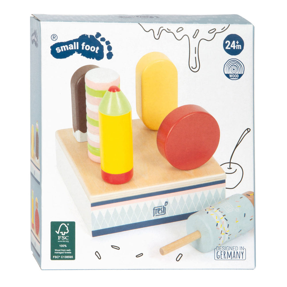 Small foot - wooden ice cream fresh with stand, 7 pcs.