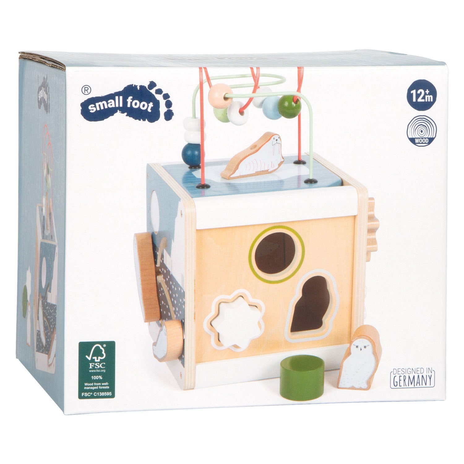 Small foot - houten motorische activiteitenkubus arctic