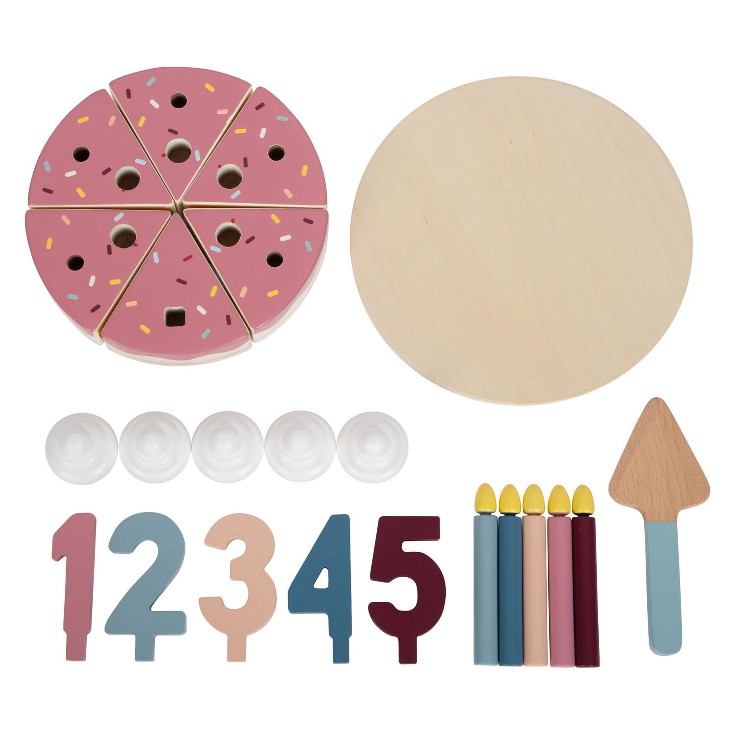 Kleine voet - houten snijbare verjaardagstaart, 18dlg.