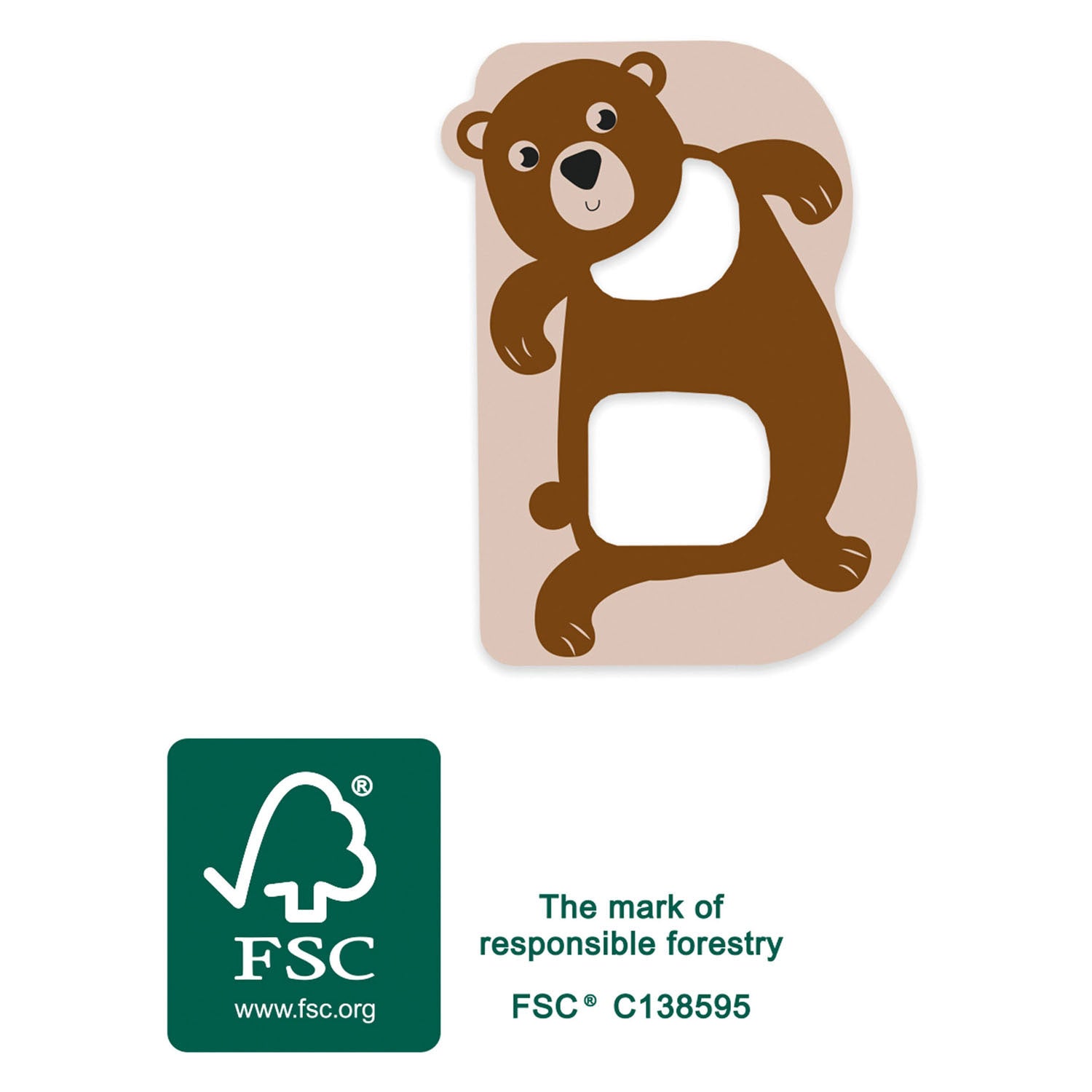 Kleine voet - houten dieren kinderletter - b