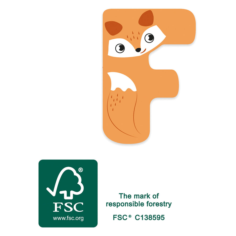 Kleine voet - houten dieren kinderletter - f