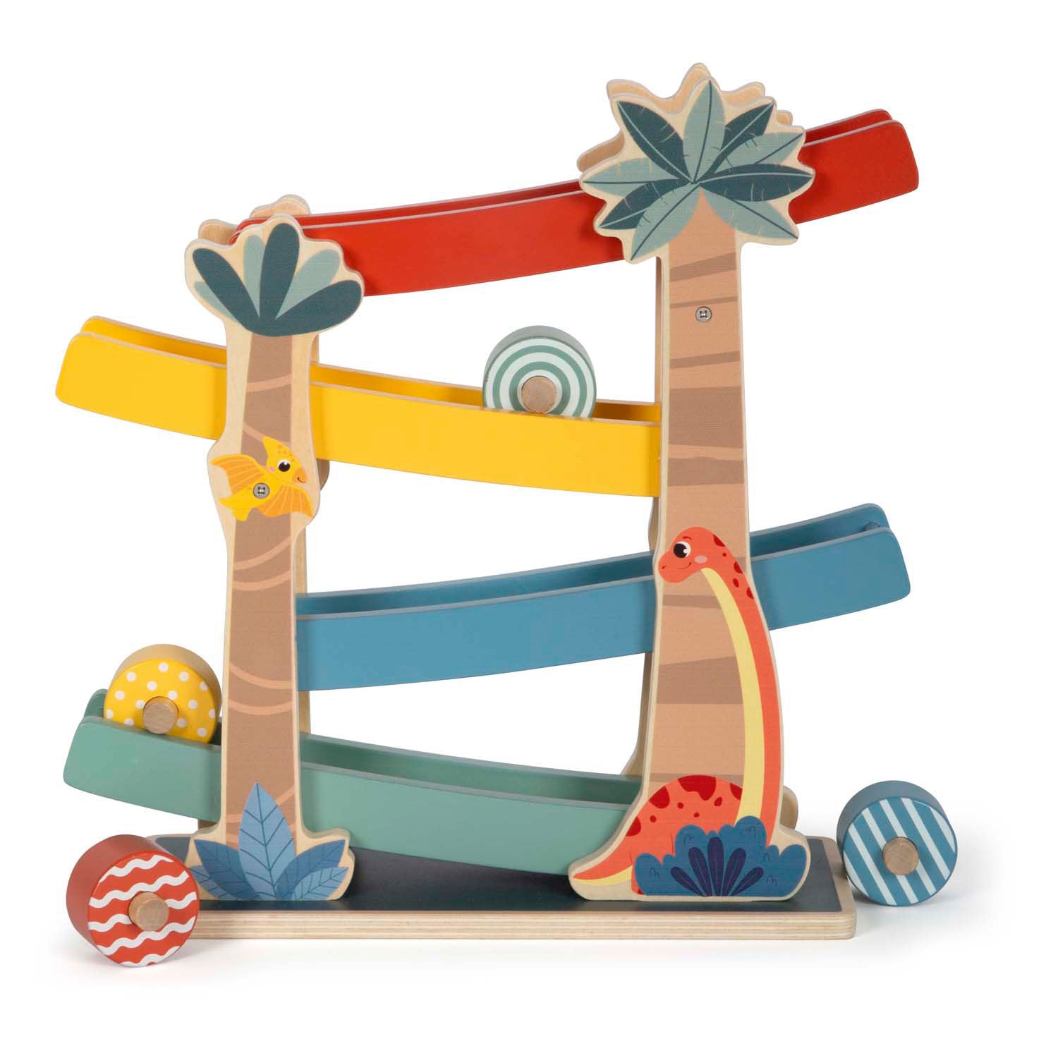 Kleine voet - houten knikkerbaan dino