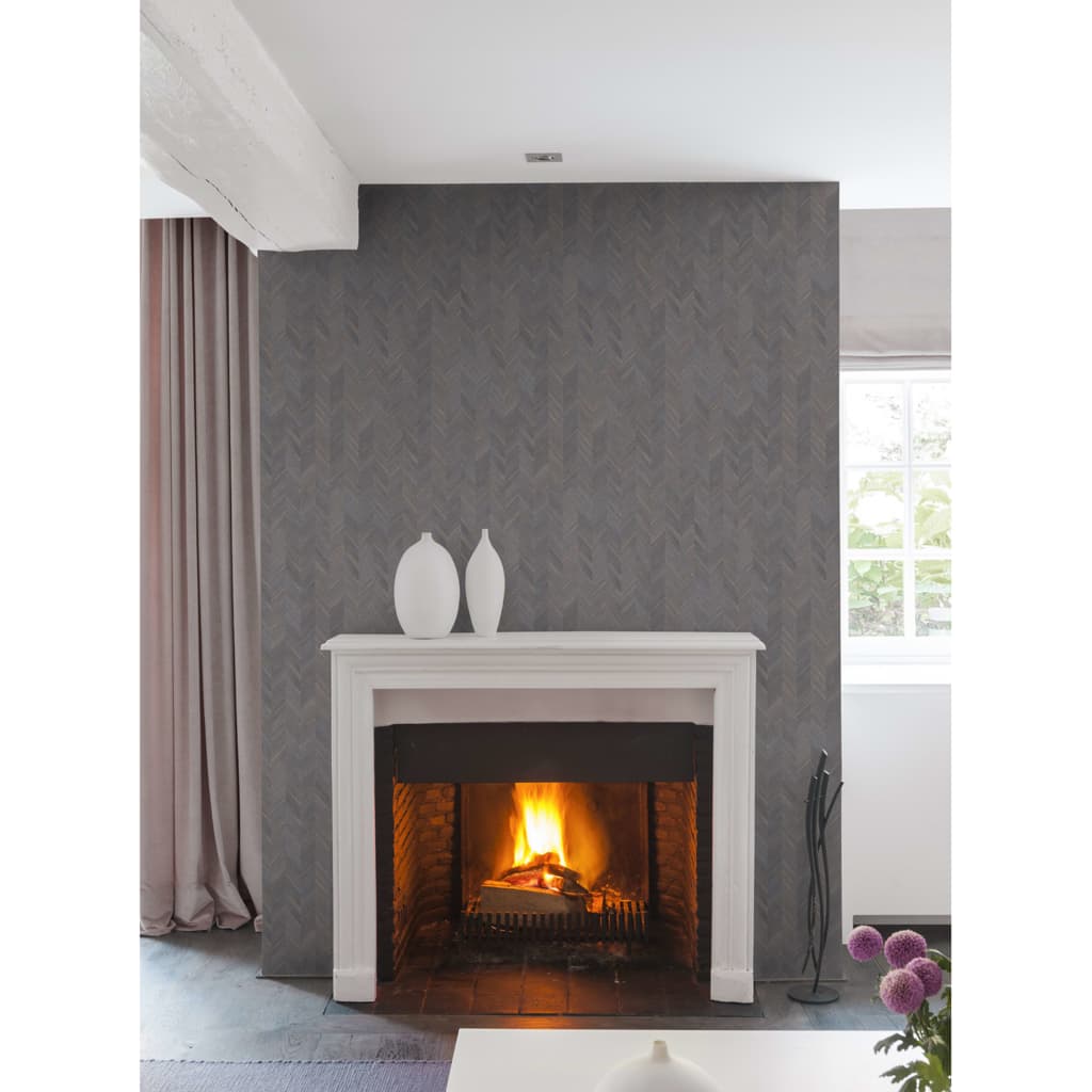 DUTCH WALLCOVERINGS DUTCH WALLCOVERINGS Behang Visgraat bruin en goudkleurig