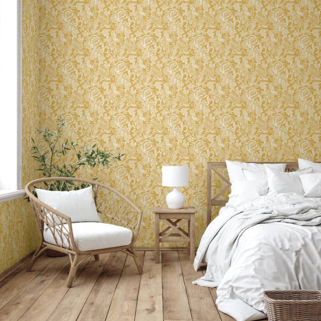 NEDERLANDSE WANDBEKLEDING NEDERLANDSE WANDBEKLEDING Behang Mae oker en beige