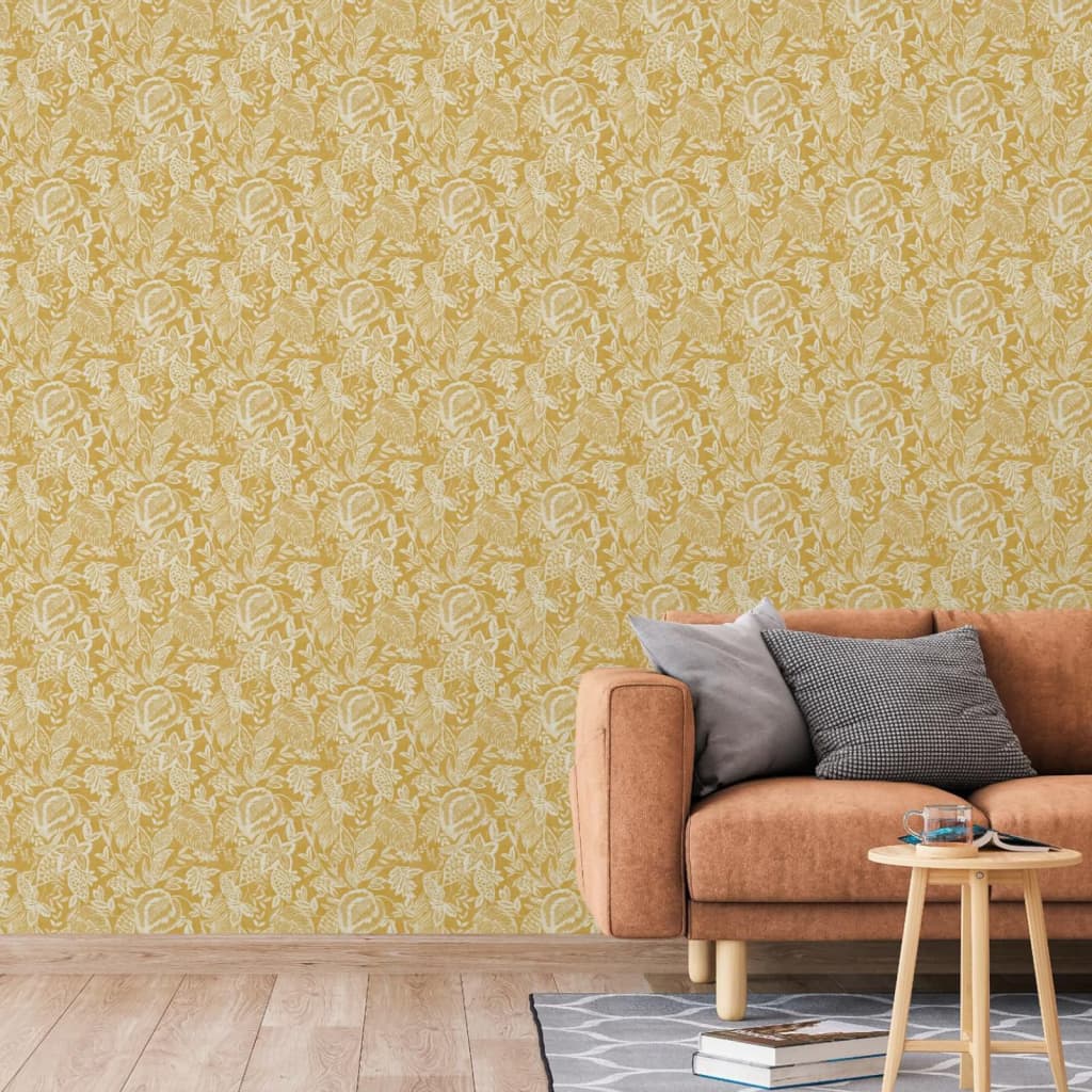 NEDERLANDSE WANDBEKLEDING NEDERLANDSE WANDBEKLEDING Behang Mae oker en beige