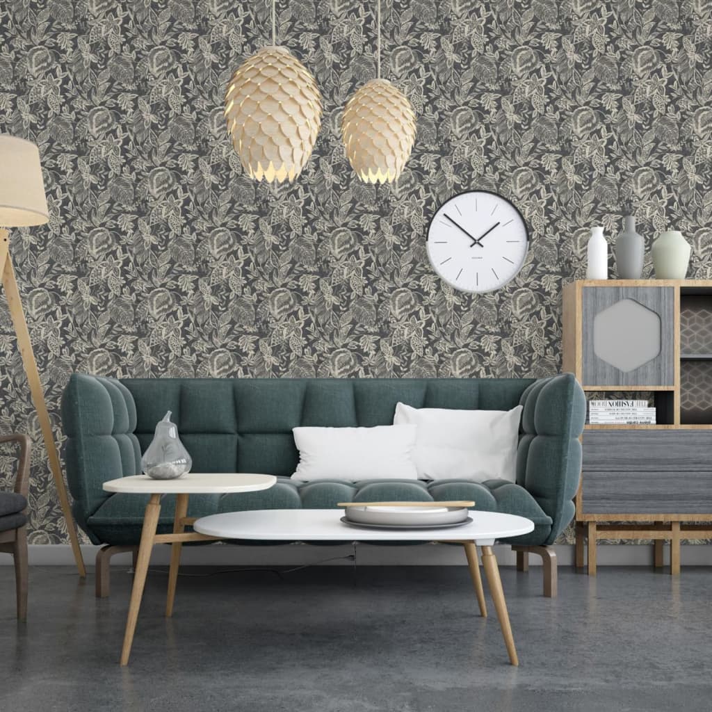 Nederlandse wandbekleding behang mae zwart en beige