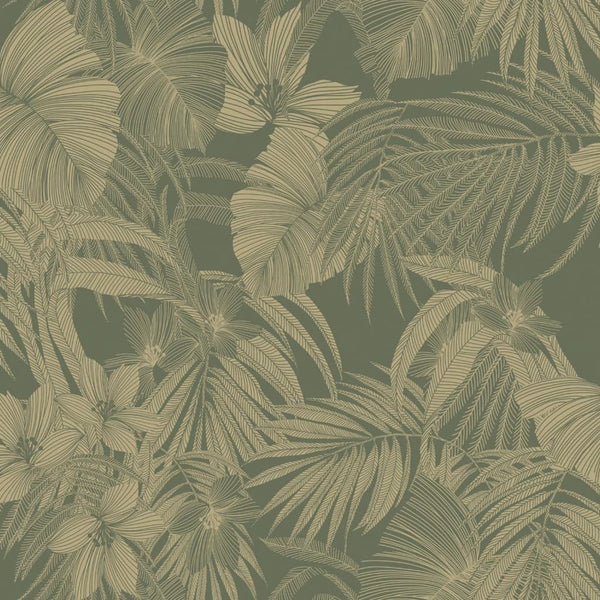 Dutch wallcoverings behang joelle groen en goudkleurig