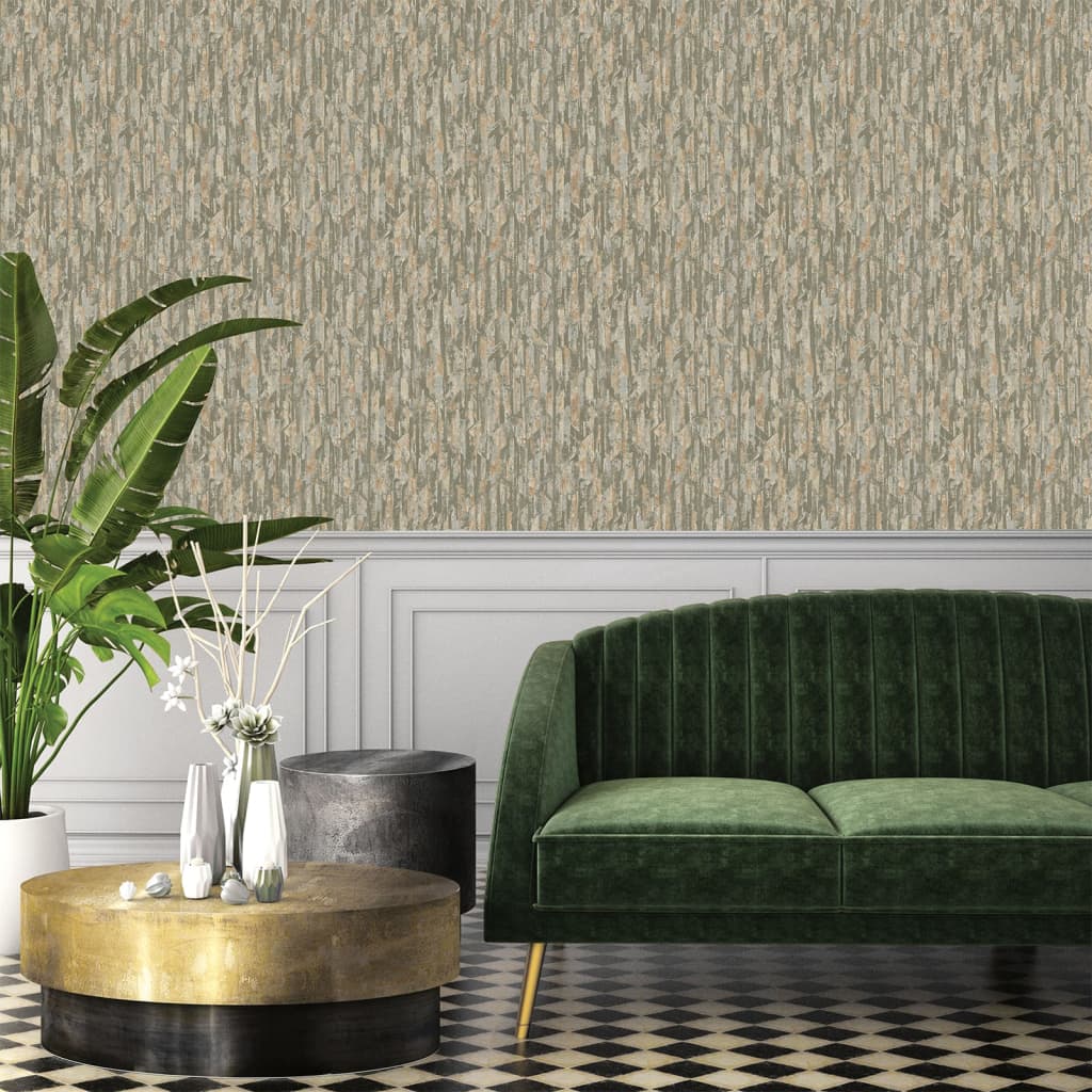 Hollandse wandbekleding behang phoenix groen en beige