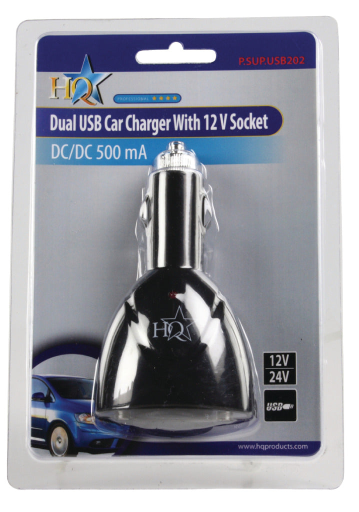 Hoofdkantoor p. sup. usb202 dubbele usb autolader met 12 v aansluiting