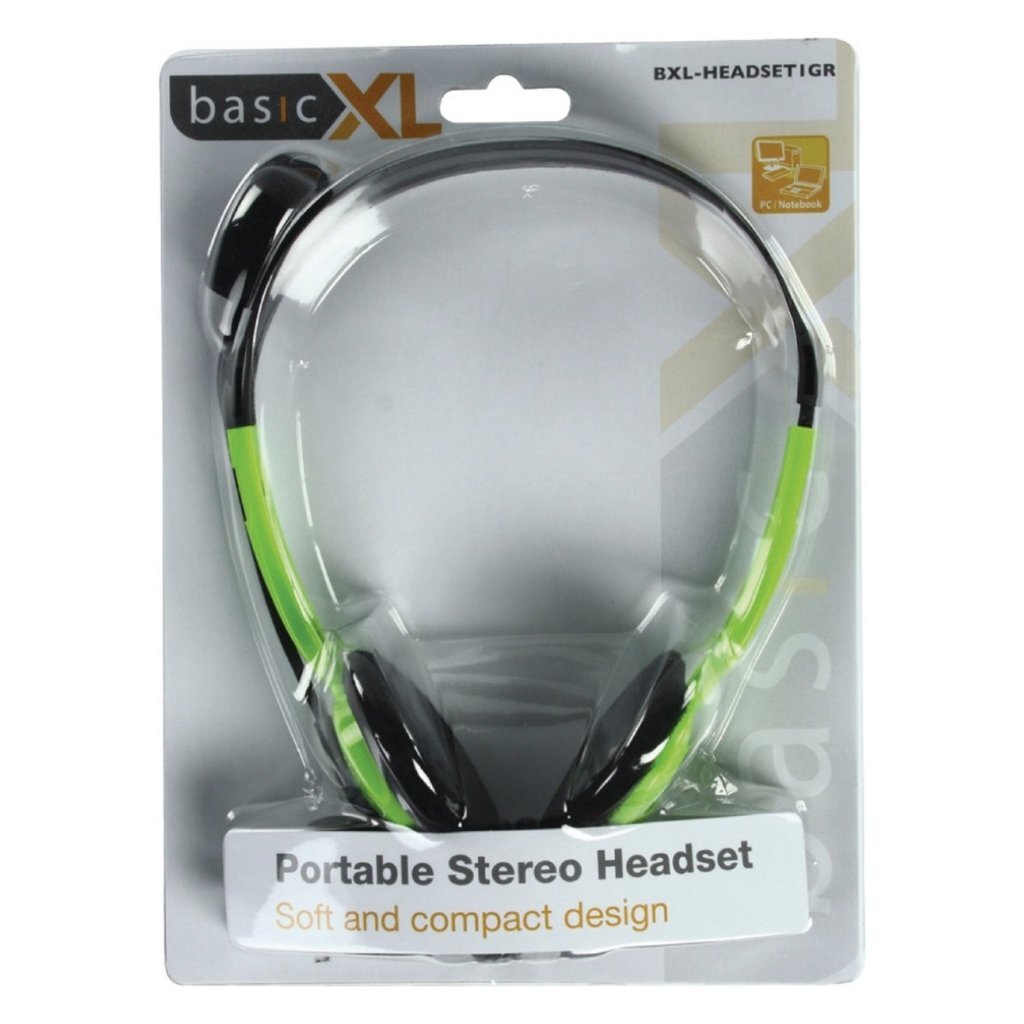 Basicxl bxl-headset1 stereo hoofdtelefoon groen zwart