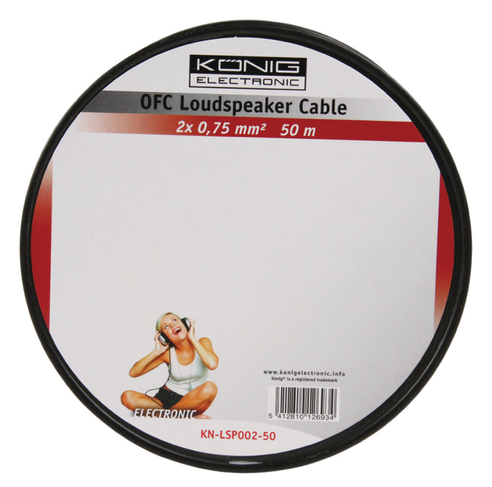 K ouml;nig König KN-LSP02R-50 Luidsprekerkabel Op Rol 2x 0,75 Mm² 50,0 M Transparant