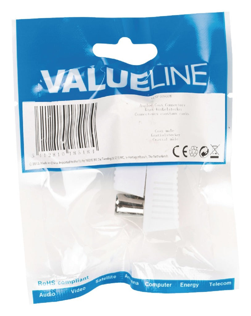 Valueline Valueline Vlsp40900w Gehoekte Coax Connectoren Coax Vrouwelijk Wit