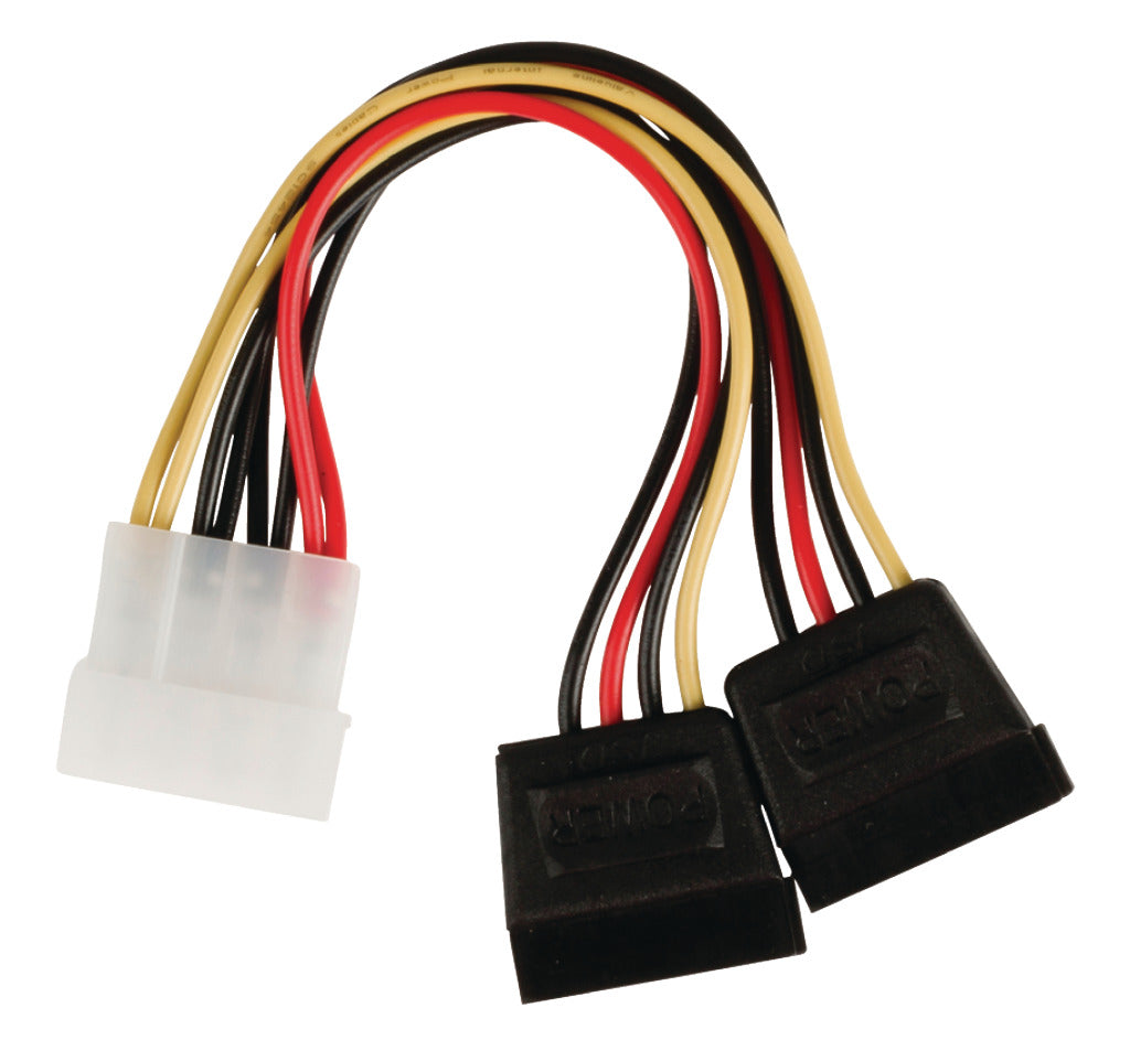 Valueline vlcp73520v015 interne stroom splitterkabel molex mannelijk - 2x sata 15-pins ronde 0,15 m veelkleurig