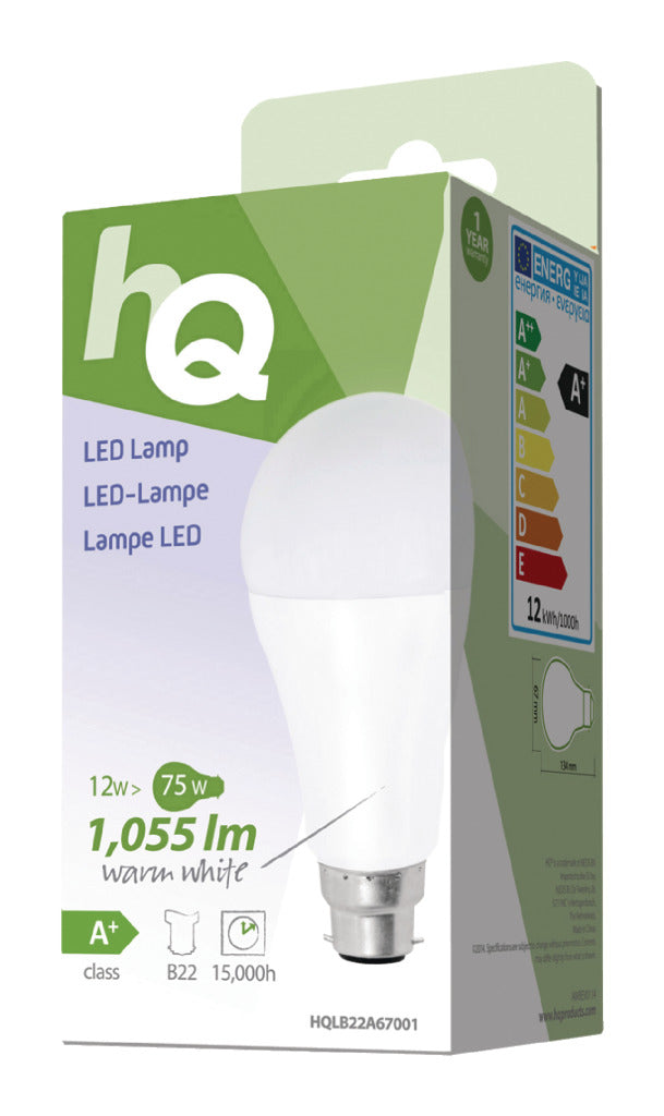 Hq lb22a67001 a67 b22 12w (75w) ledlamp